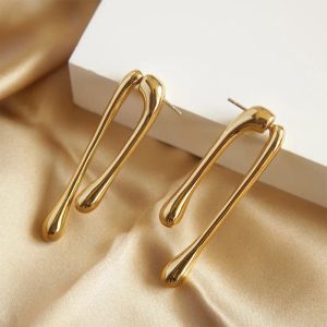 Joyería de moda, pendientes geométricos de oro amarillo de 14k, pendientes geométricos, pendientes de gota muy vendidos para mujer, regalos de boda y fiesta