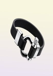 Trendy Sieraden Hip Hop Lederen Armband Mannen Rvs Heren Mode Accessoires Zwart casual Armbanden Charme Armbanden Geschenken9912246