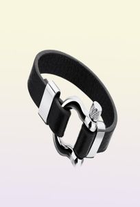 Trendy Sieraden Hip Hop Lederen Armband Mannen Rvs Heren Mode Accessoires Zwart casual Armbanden Charme Armbanden Geschenken6591191