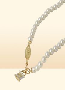 Trendy sieraden Saturn Pearl met email tridimensionale slot ketting voor vrouwen8125157