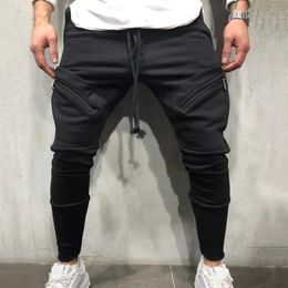 Pantalones de jogging de moda Pantalones largos para hombre con diseño de barra de tracción elástica alta Pantalones de jogging resistentes a las grietas 240217