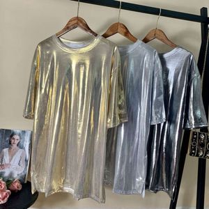 Trendy groot formaat merk middele lengte t-shirt voor dames 2024 zomer nieuwe Instagram populaire losse korte mouwen top