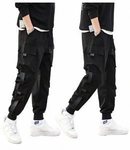 salopette ample tendance à la cheville avec plusieurs poches, à marier avec de l'eau et un pantalon décontracté polyvalent pour les poids lourds G5My#