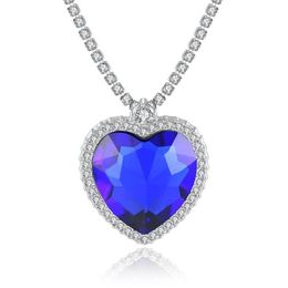 À la mode de luxe grande taille coeur forme de pêche pendentif suspendu collier réglage boîte de cristal chaîne couleur pourpre pour les femmes Necklaces233N