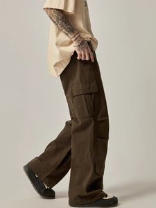 Hommes et femmes à la mode hiphop style américain pantalons de vêtements de travail personnalisés haute rue tube droit conception ample pantalons décontractés 240314