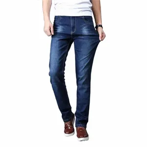 Hommes à la mode Slim Fit Soft Elastic Jeans Straight Slim Design Cott Tissu Daily Match Adultes Style d'été m0RX #