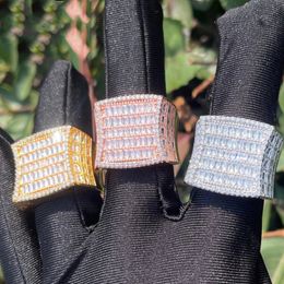 Hommes à la mode femmes Hip Hop Bijoux Luxury Bling Iced Out CZ Diamond Rings Gold Silver Diamond Engagement Anneau de mariage