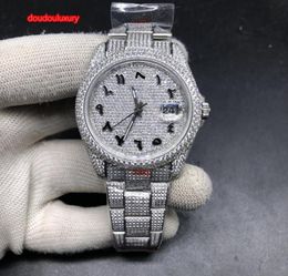 Trendy Men039 Watch de mode populaire Silver Diamond Hip Hop Style Rap Watches Arabe Nuiral Scale Automatic Mechanical Watch5843024