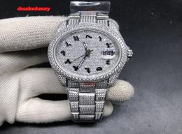 Trendy Men039s Populaire modehorloge Silver Diamond Hip Hop Rap Style Horloges Arabische cijferschaal automatisch mechanisch horloge1647225