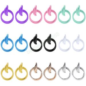 TRENDY METAL Pendentif Round Pendentif Dangle Boucles d'oreilles pour femmes Candy Couleur Couleur Aprit Boucles d'oreilles Boho Déclaration Bijouterie Mariage