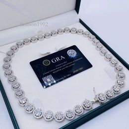 Joyería De Moissanita De Moda Collar De Eslabones Cubanos Con Cadena De Diamantes Baguette Vvs De Plata De Ley De 13 Mm