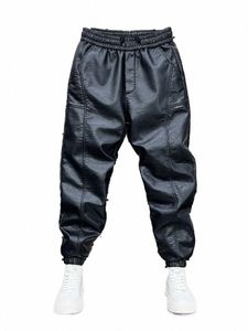 Trendy motorfiets lederen broek heren hiphop harem losse broek outdoor jogger joggingbroek luxe merk hoge kwaliteit kleding l4v2#