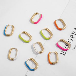 Boucles d'oreilles multicolores à la mode pour femmes, boucles d'oreilles en forme de U géométriques en forme de U, bijoux épais en or, cadeau de fête