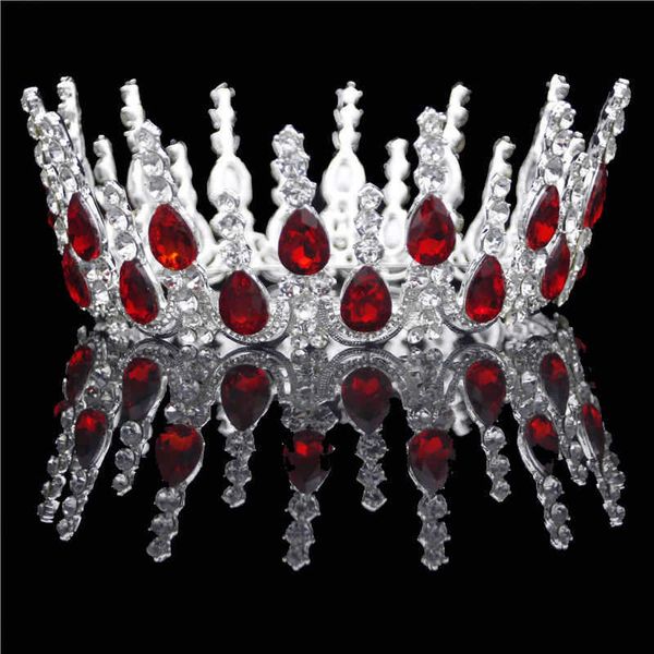 Cristal multicolore à la mode luxe rond reine couronne de mariage diadème de mariée strass diadème tête bijoux accessoires de cheveux X0625