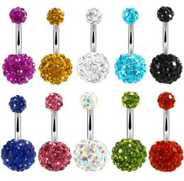 Joyería para Piercing en el Ombligo de moda, discoteca de cristal Sexy, anillos para ombligo de acero inoxidable 316l, joyería para el cuerpo, Piercing Ombligo5963593