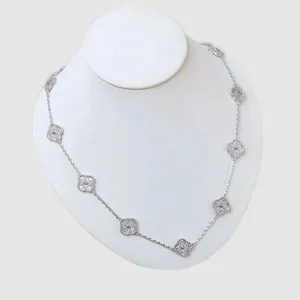 Collier de collier à la mode pour les femmes Collier de trèfle argenté en or rose plaqué chaîne avec des colliers de luxe pendentif pour femme cadeau ZH219 B4