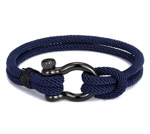 Trendy Outdoor Color Rope Lucky Survival Bracelet Women Men Black Charm Roestvrij staal Buckle Friendship armbanden Femme Homme8188030