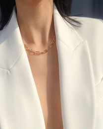 Collier de chaîne de papier trombe à la mode géométrique simple simple liaison ovale femme clavicule de mode bijoux 4095961
