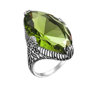 Trendy Peridot Ring Marquise Edelstenen Echte 925 Sterling Zilveren Ringen Voor Vrouwen Geboortesteen Augustus Engagement Sieraden 240112