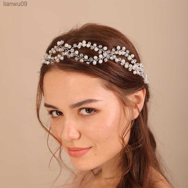 À la mode Preal Cristal Accessoires De Cheveux De Mariage Bandeau De Mariée pour Femmes À La Main Mariée Bijoux Prom Tiara Headpiece Coiffe L230704