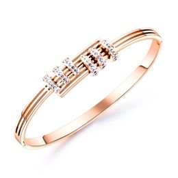 Trendy Jolie diamant géométrique femme bracelet bracelet créateur de mode 316L bracelets en acier inoxydable bijoux pour filles cadeau rose 273z