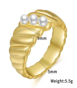 Trendy Punk Copper Metal Rings Finger pour les femmes Girls Élégant Three Pearls Knuckle Ring Engagement Jewelry Party Gift3232131