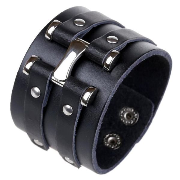 Bracelets Punk Rock à la mode pour hommes et femmes, accessoires de Style Hip Hop, PLB011, bracelet tissé en cuir noir, bijoux 4024346