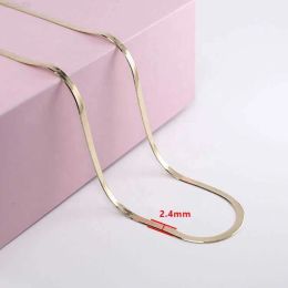 Trendy Puur Gouden Sieraden Platte Slang 0.6mm 3mm 18k Echt Massief Goud 18k Karaats Snake bot Visgraat Collier voor Vrouwen Mannen