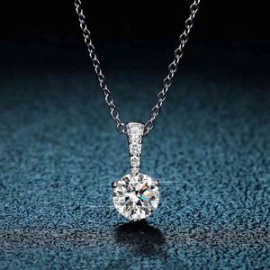 Moda Real 1 CT D Color Moissanite Diamond Mujeres Joyería 100% 925 Collar de clavícula de plata esterlina con regalo Gra