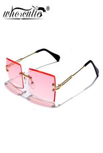 Trendy rechthoek Randloze zonnebril Dames 2020 Merkontwerp Metalen frame 90S Ocean Lens Frameless Sun Glasses Shades Vrouw S2988805895
