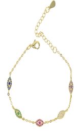 TRENDY RED vert bleu bleu turc pave cz Blue Eye Gold Chain Chain Bracelet A réglable Femme Jewelry8300081