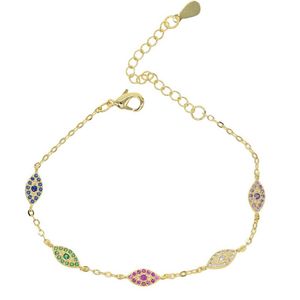 Bracelet à chaîne en or pour femmes, tendance, rouge, vert, bleu, pavé maléfique turc, CZ, œil bleu, réglable, bijoux de fête, 261l
