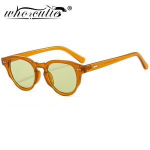 À la mode Rivet vert lunettes de soleil rondes femmes 2022 marque Design décor cercle oeil de chat cadre lunettes nuances 90 s hommes lunettes de soleil Oculos