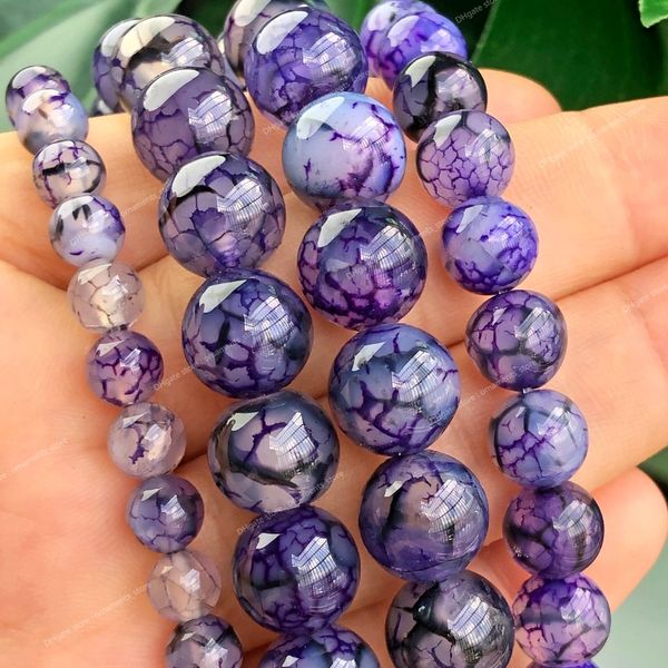 Pierre naturelle violet Dragon veine Agates perles perles rondes en vrac pour la fabrication de bijoux bricolage mode Bracelet accessoires 15 brins bijoux de modeBeads stone bracelet