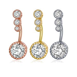 Bouton de cristal de zircon rond à la mode pour les femmes anneau nombril chirurgical Piercing bar ventre de ventre des bijoux accessoires de mode
