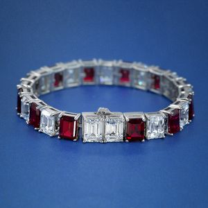 Trendy Ruby Emerald Diamond Bangle armband 100% Real 925 Sterling Silver Wedding armbanden voor vrouwen verlovingsfeestjes sieraden