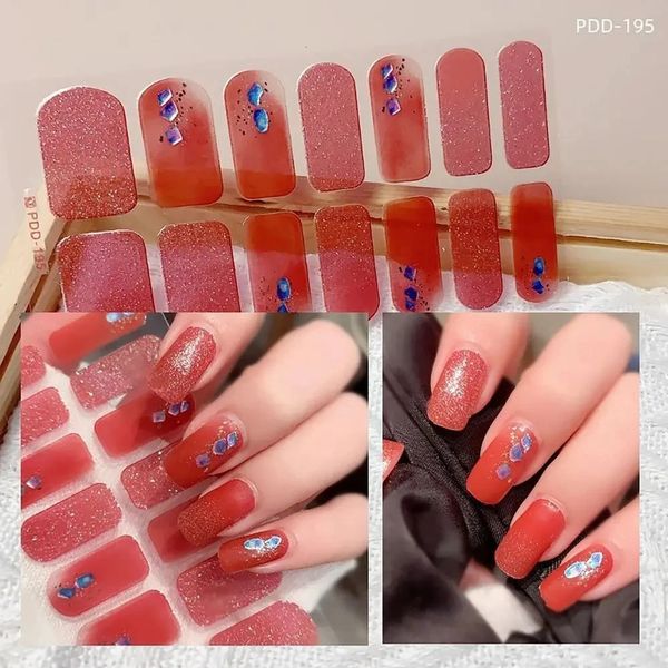Stickers à ongles de gel semi-durcis à la mode étanche à 14 pastrips boucles polonaises Patch couvercle Patch bricolage Faire 240425