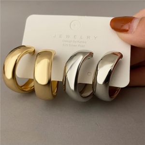 Trendy Simple Silver Color Hoop Earrings For Women Girl Circle Round Minimalist Earrings Party NEW Jewelry