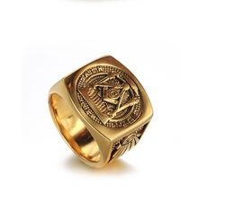 Trendy roestvrijstalen ring Retro Masonic Ring