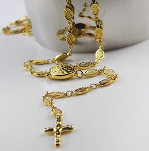 Trendy stijl 22'' gouden roestvrijstalen rozenkrans ketting kruis de ovale schakelketting Unisex vrienden geschenken sieraden nooit vervagen toon