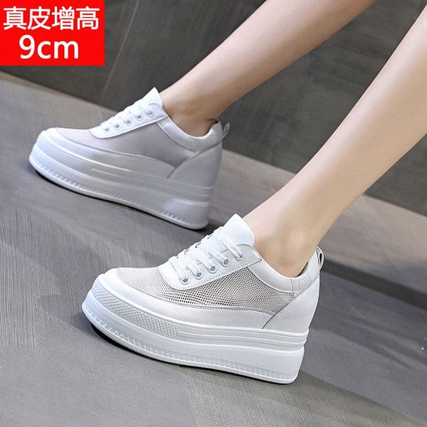 Tendance dimanche 2024 nouveau Songgao semelle épaisse intérieure surélevée chaussures pour femmes maille petites chaussures blanches chaussures de sport décontractées Y5TD #