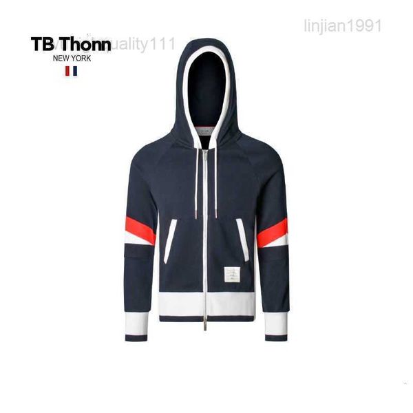 TB Thonn – pull à capuche contrasté pour homme et femme, Cardigan de Style européen en pur coton, manteau de sport décontracté, tendance, automne et femme