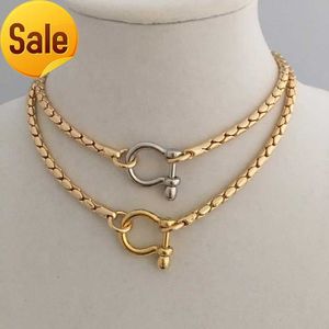 Accessoires de bijoux épais à la mode chaîne de manille de mousqueton collier plaqué or 18 carats chaîne de tour de cou de serpent
