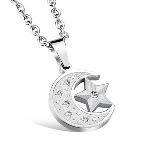 À la mode Titane En Acier Inoxydable Lune Pentagrampendentif Collier Pour Hommes Femmes Lien Chaîne Cubic Zircon Star Charms Femmes Bijoux Collier Bijoux En Gros Bijoux