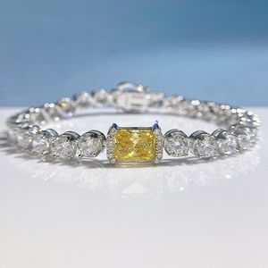 Trendy Topaz Diamond Bangle armband 100% Real 925 Sterling Silver Wedding Armbanden voor vrouwen Bruidsbetrokkenheid Sieraden Gift