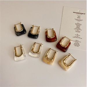 Boucles d'oreilles en résine transparente pour femmes et filles, boucles d'oreilles géométriques irrégulières en métal acrylique, bijoux de fête GC1505