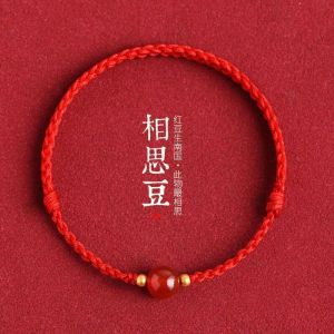 Trendy Vintage Chinese stijl Agate Charmelet voor vrouwen etnische handgemaakte rode touw accessoires geschenken Groothandel