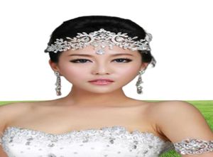 Mariage à la mode Céadeaux nuptiaux Crystal Rignestone Diamond Front Hair Accessoires Tassel Tassel Crown Tiara Princess Headpie8801214