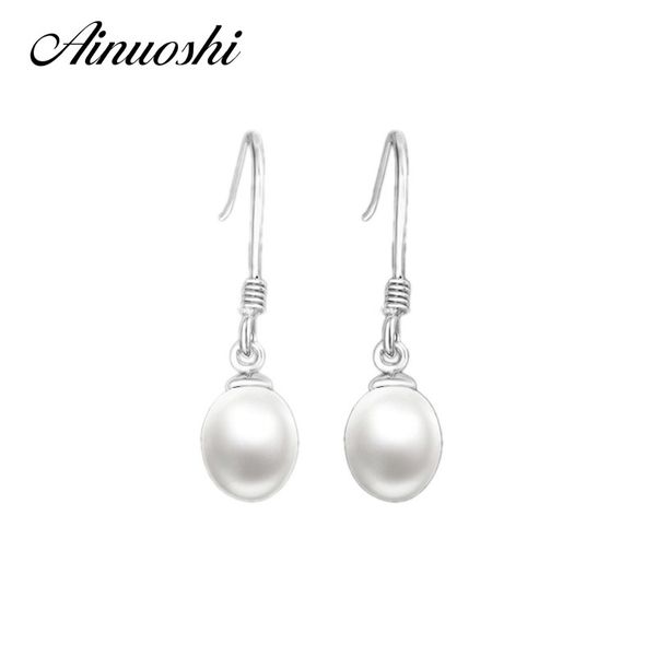 Bijoux de mariage à la mode en gros véritable 925 boucles d'oreilles en argent sterling massif perle d'eau douce naturelle boucle d'oreille pour les femmes Y200107