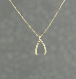 Pendentif porte-bonheur tendance Wishbone plaqué or et argent, bijoux à la mode, collier de déclaration pour femmes, colliers 5450720